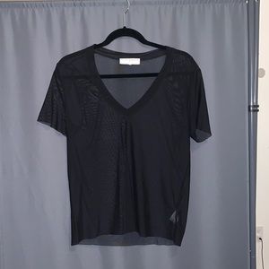 Project Social T Black Mesh V Neck
